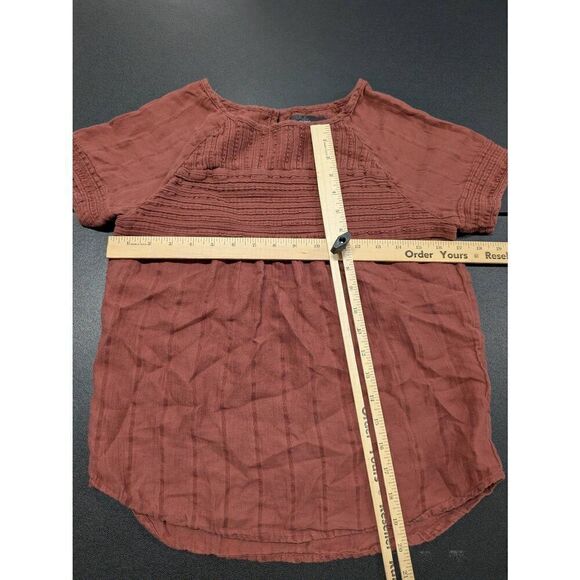 Prana Burgundy Short Sleeve Organic Cotton Women's Medium - Picture 5 of 5